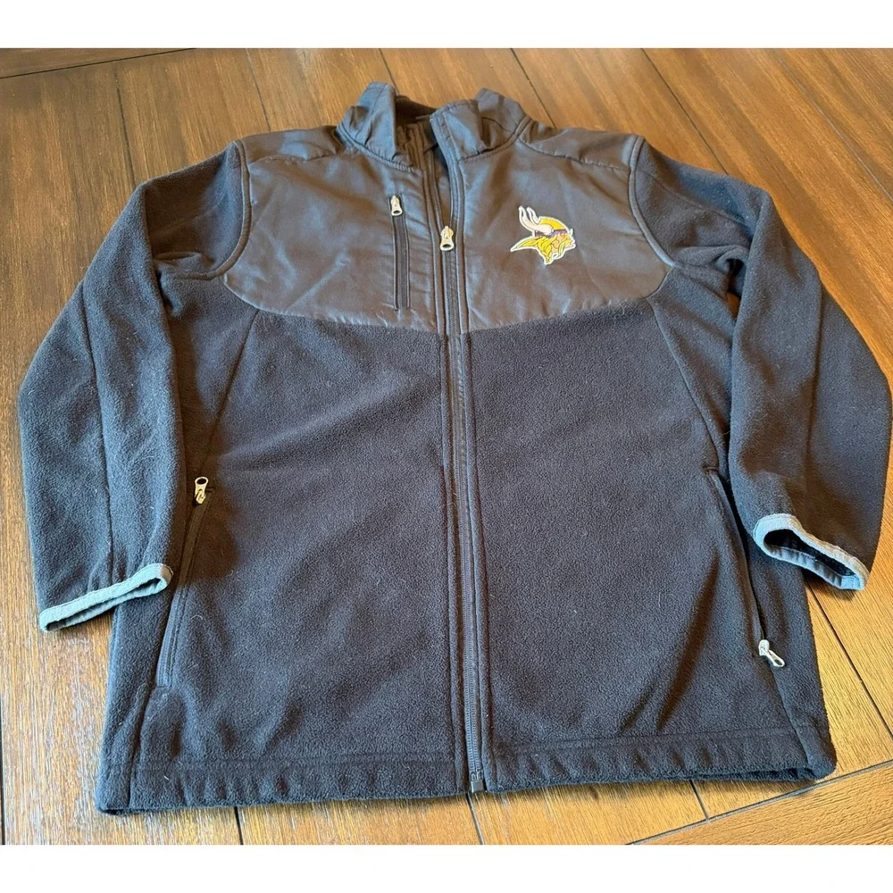 NFL Team Apparel Minnesota Vikings Youth Fleece Full Zip Jacket Black M 10/12